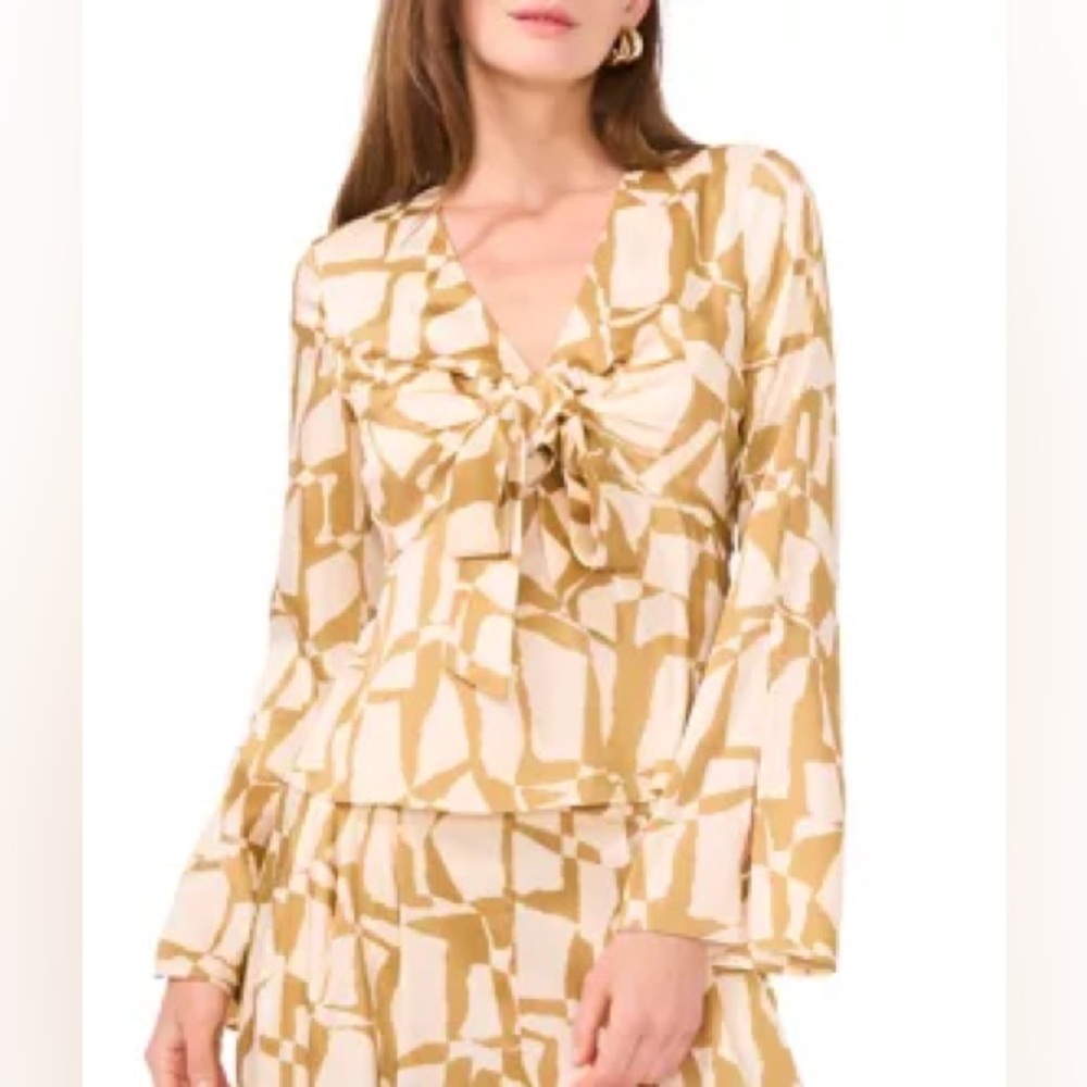 Parker Cream and Tan Patterned Blouse